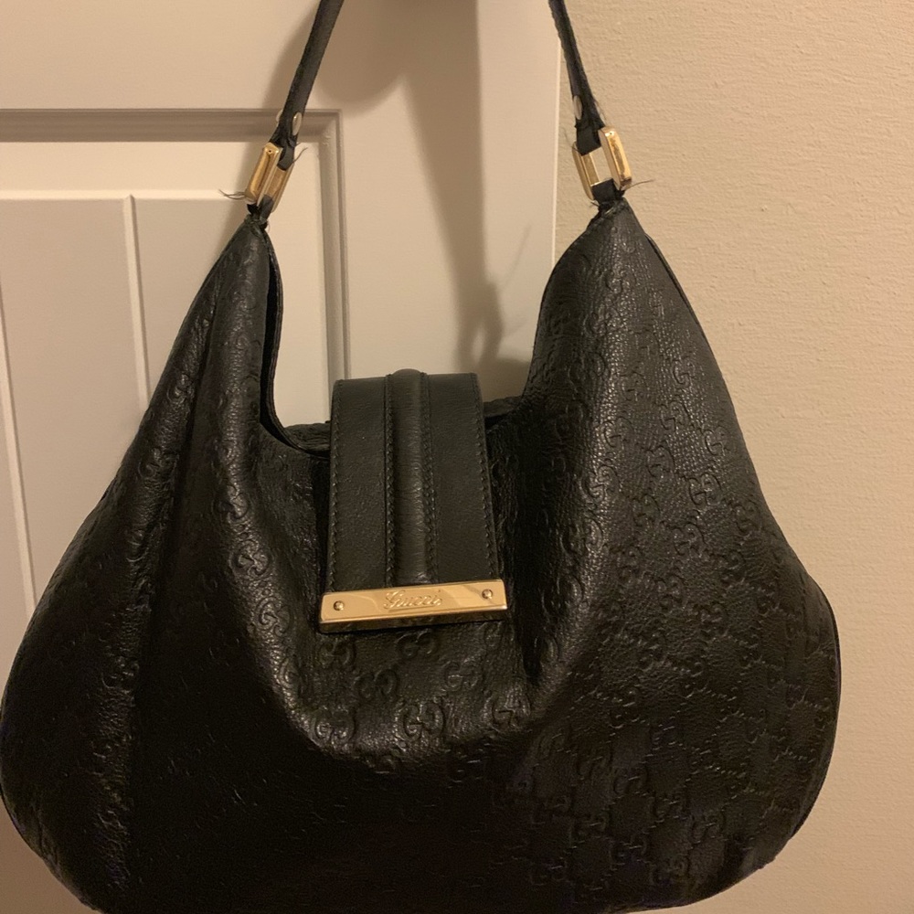 Gucci Guccissima Black Leather Hobo